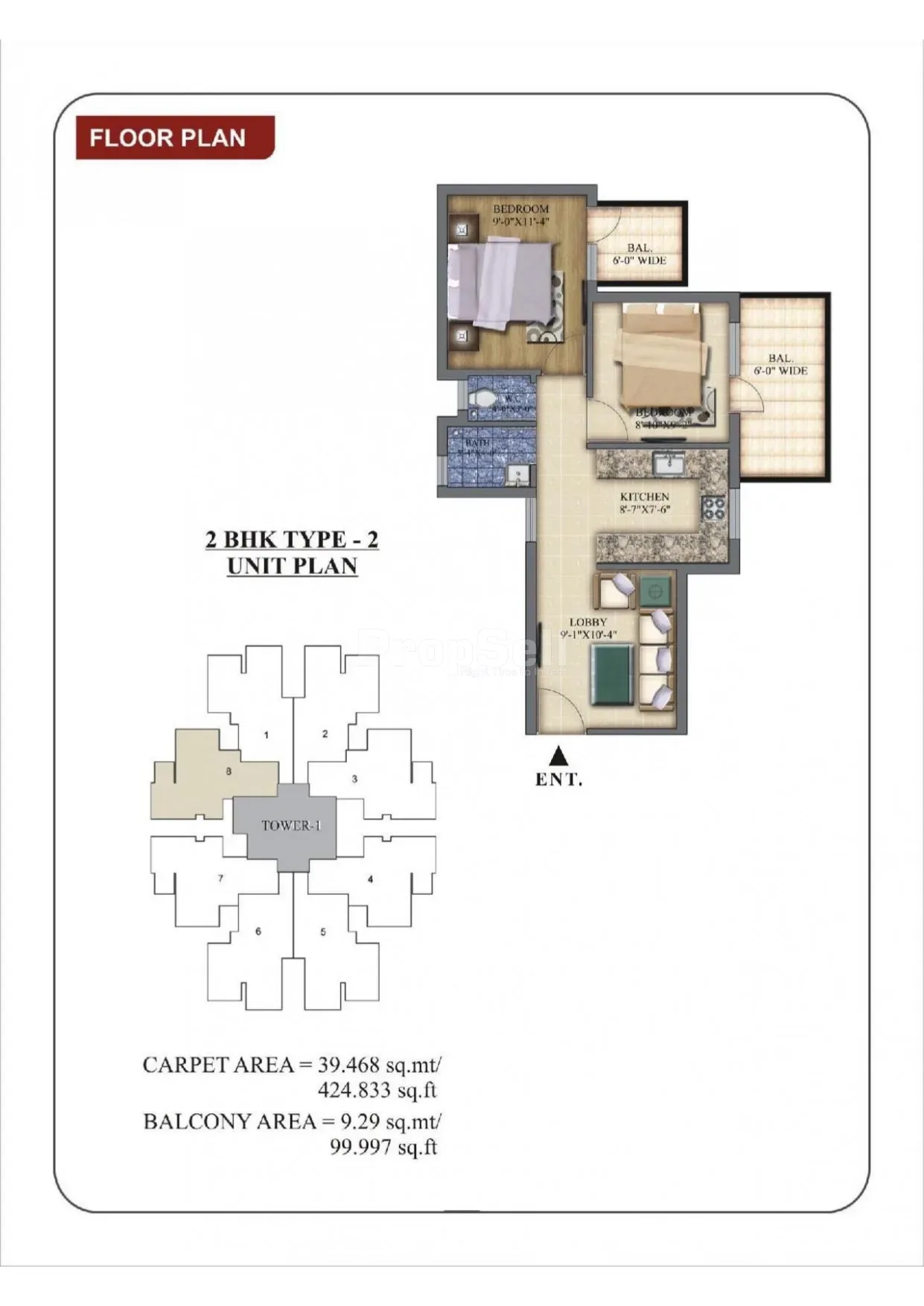 Pareena Laxmi Apartments 2 BHK floor plan