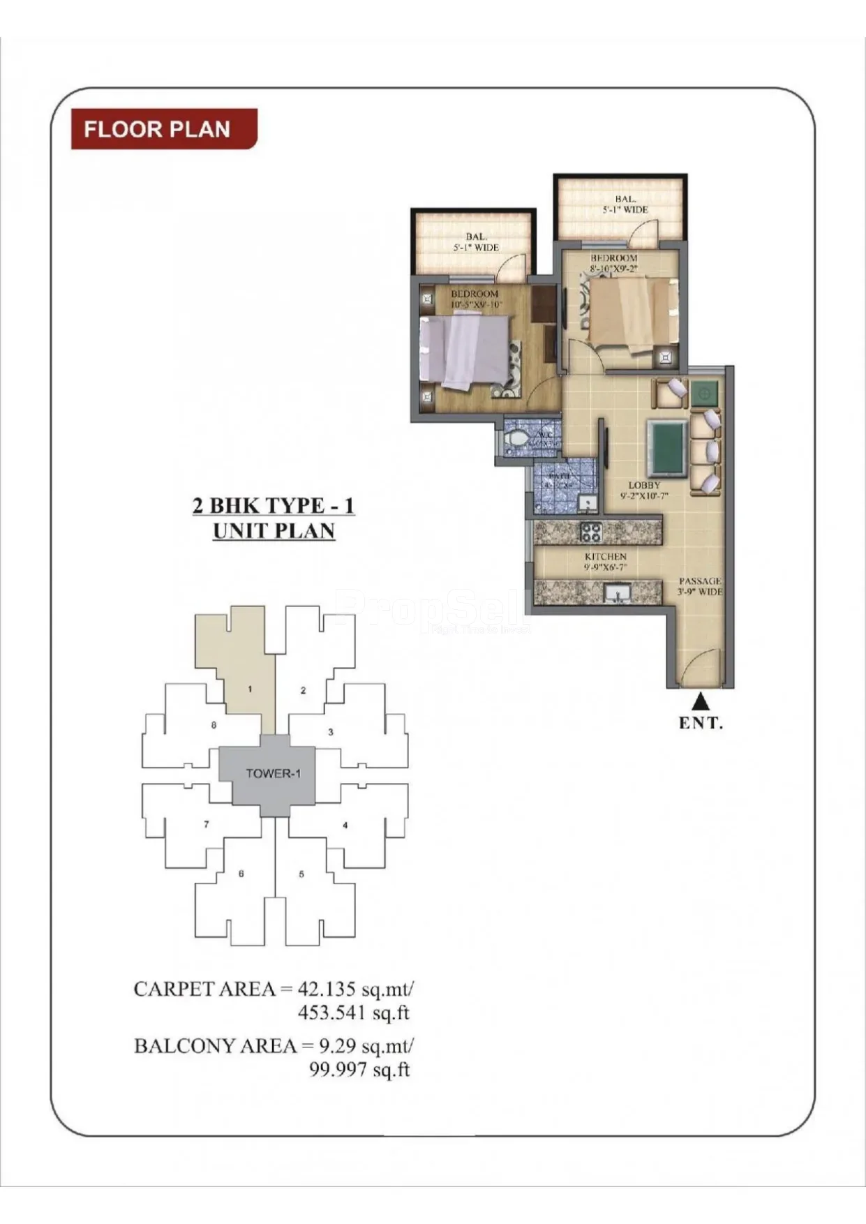 Pareena Laxmi Apartments 2 BHK floor plan