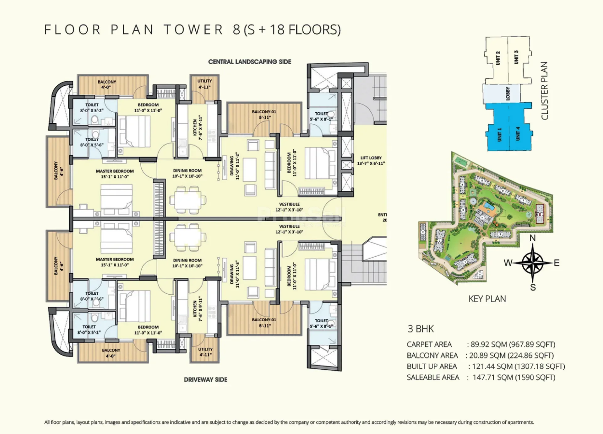 Chintels Serenity 3 BHK floor plan