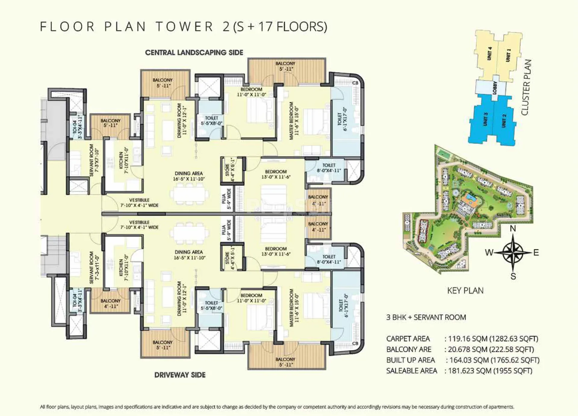 Chintels Serenity 3 BHK + Servant Room floor plan