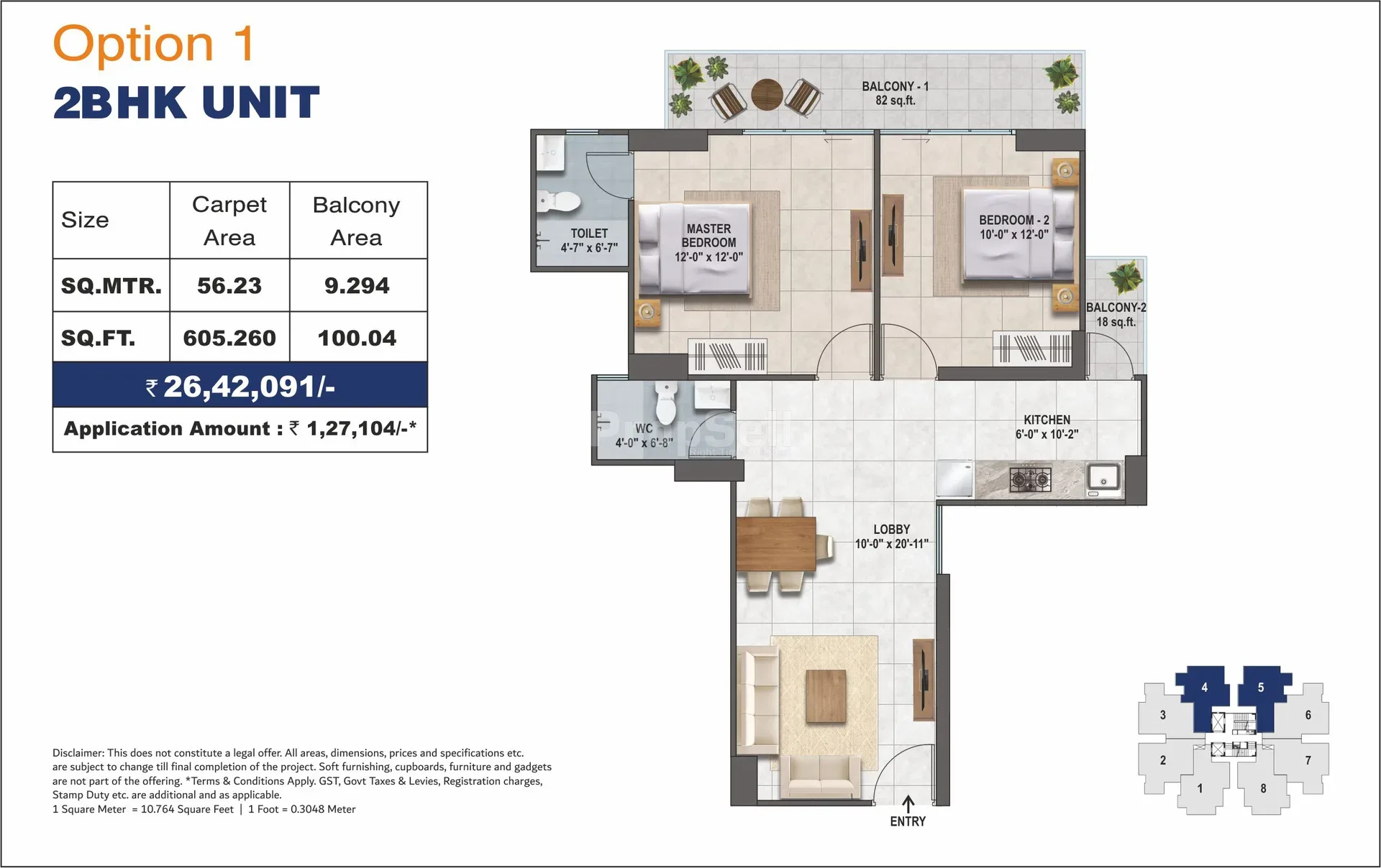 Conscient Habitat 102 2 BHK floor plan