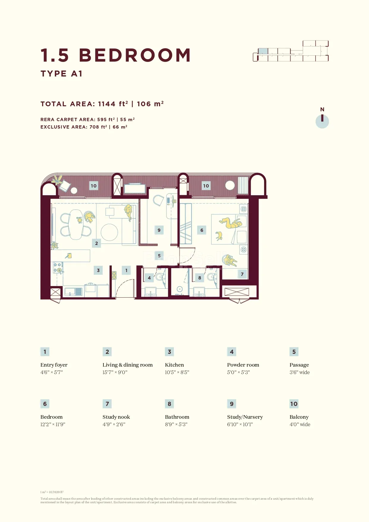 Max Estate 361 1.5 BHK floor plan